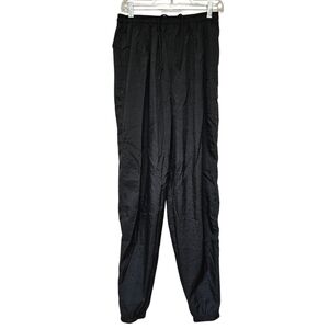 Nike Vintage 90s Windbreaker Pants, Black, Zipper Ankles, Size L 12 / 14